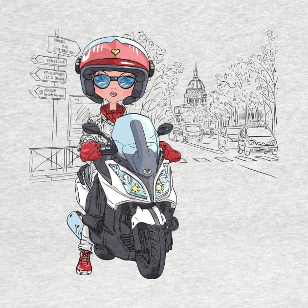 Girl on a scooter in Paris by kavalenkava